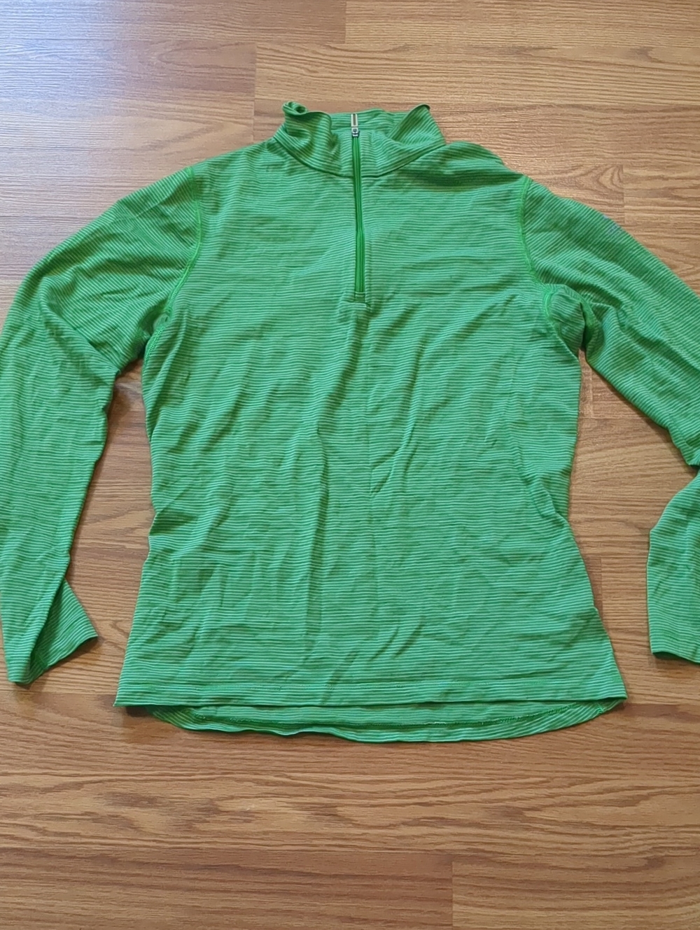 Icebreaker BodyFit 200 Merino Wool Half Zip Pullover Green Stripe Women Medium M